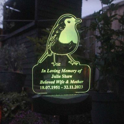 (image for) Personalised Robin Memorial Outdoor Solar Light