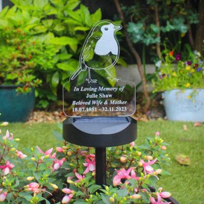 (image for) Personalised Robin Memorial Outdoor Solar Light