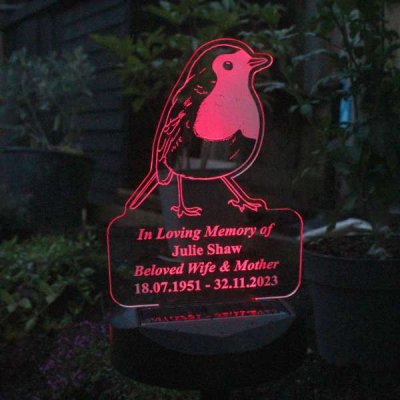 (image for) Personalised Robin Memorial Outdoor Solar Light