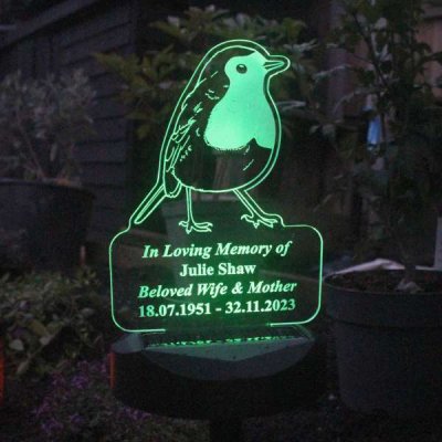 (image for) Personalised Robin Memorial Outdoor Solar Light