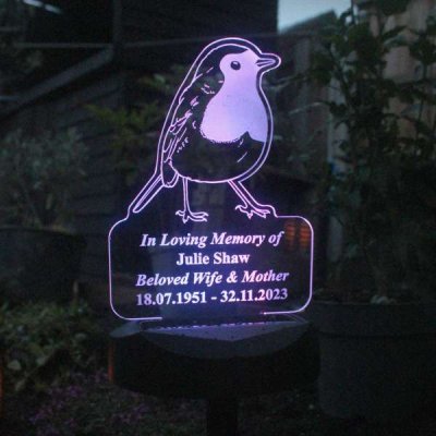 (image for) Personalised Robin Memorial Outdoor Solar Light