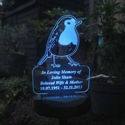 (image for) Personalised Robin Memorial Outdoor Solar Light