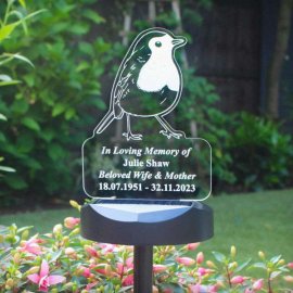 (image for) Personalised Robin Memorial Outdoor Solar Light