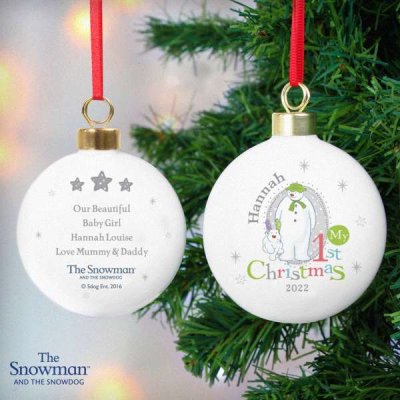 (image for) Personalised The Snowman and the Snowdog My 1st Christmas Bauble