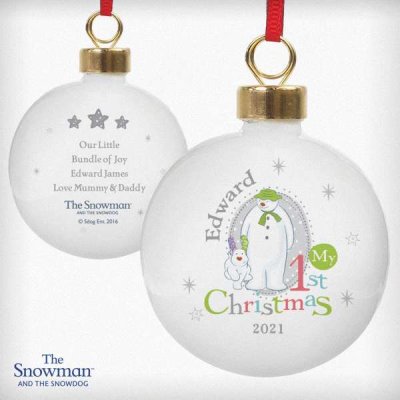 (image for) Personalised The Snowman and the Snowdog My 1st Christmas Bauble