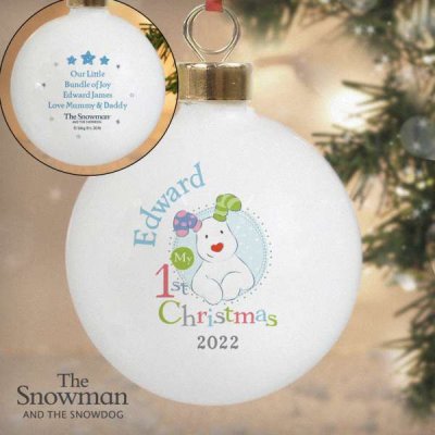 (image for) Personalised The Snowman and the Snowdog My 1st Christmas Blue B