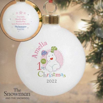 (image for) Personalised The Snowman and the Snowdog My 1st Christmas Pink B