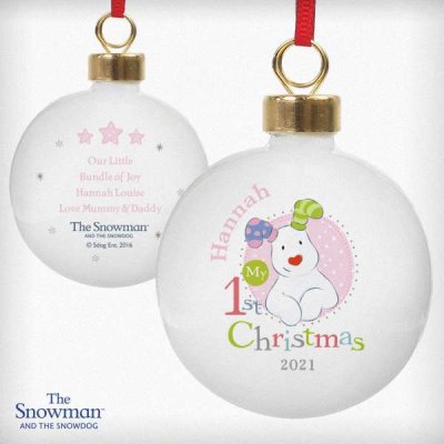 (image for) Personalised The Snowman and the Snowdog My 1st Christmas Pink B