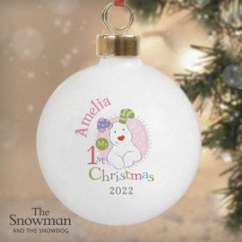 (image for) Personalised The Snowman and the Snowdog My 1st Christmas Pink B