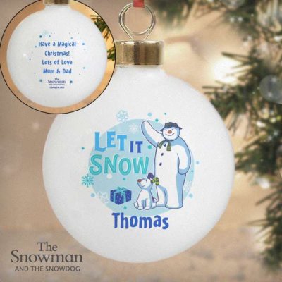 (image for) Personalised The Snowman and the Snowdog Blue Bauble