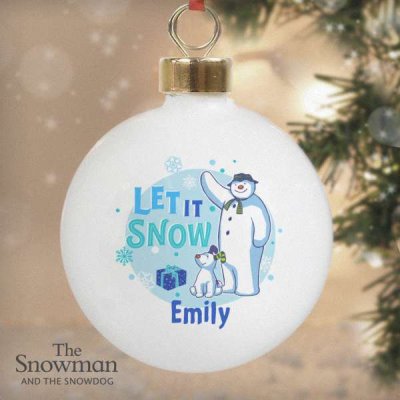 (image for) Personalised The Snowman and the Snowdog Blue Bauble