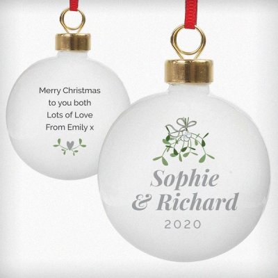 (image for) Personalised Couples Mistletoe Bauble