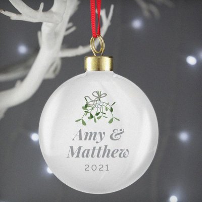 (image for) Personalised Couples Mistletoe Bauble