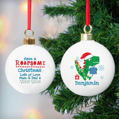 (image for) Personalised Dinosaur 'Have a Roarsome Christmas' Bauble