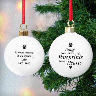 (image for) Personalised Pawprints Memorial Bauble