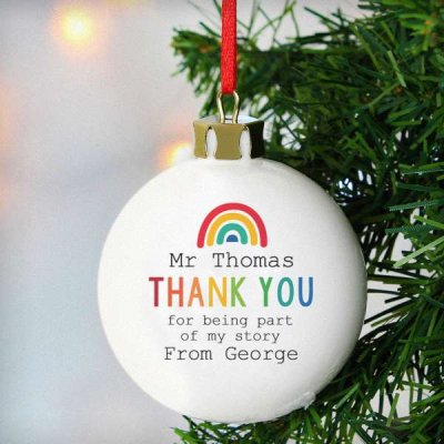 (image for) Personalised Rainbow Thank You Bauble