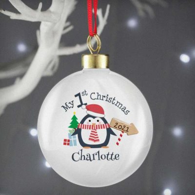 (image for) Personalised My 1st Christmas Penguin Bauble