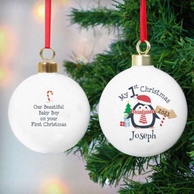 (image for) Personalised My 1st Christmas Penguin Bauble