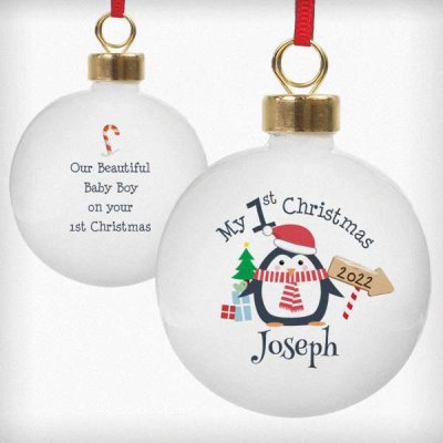 (image for) Personalised My 1st Christmas Penguin Bauble