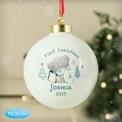 (image for) Personalised Winter Explorer First Christmas Tiny Tatty Teddy Bauble