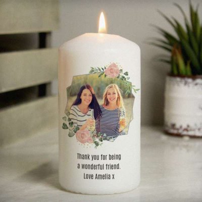 (image for) Personalised Floral Abstract Photo Upload Pillar Candle