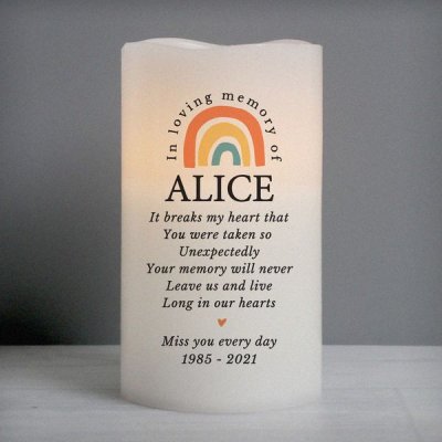 (image for) Personalised In Loving Memory Rainbow LED candle