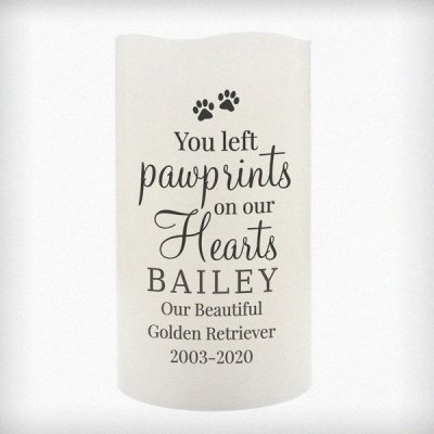 (image for) Personalised Pawprints On Our Hearts LED Candle