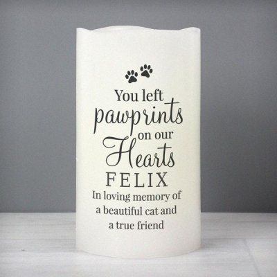 (image for) Personalised Pawprints On Our Hearts LED Candle