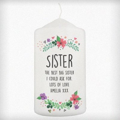 (image for) Personalised Floral Pillar Candle