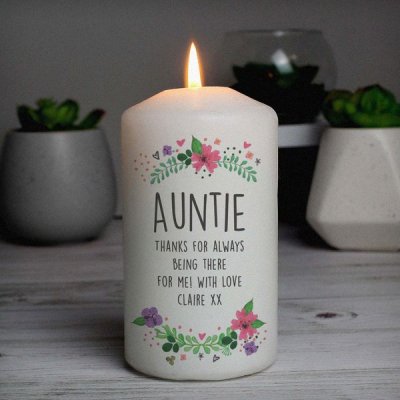 (image for) Personalised Floral Pillar Candle