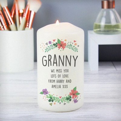 (image for) Personalised Floral Pillar Candle