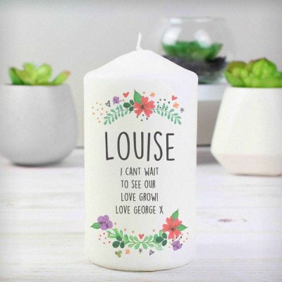 (image for) Personalised Floral Pillar Candle