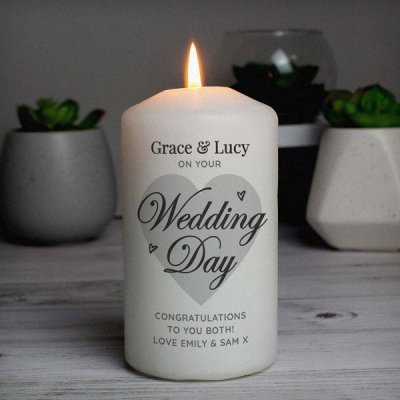 (image for) Personalised On Your Wedding Day Pillar Candle