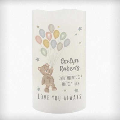 (image for) Personalised Teddy & Balloons Nightlight LED Candle