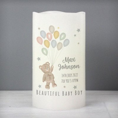 (image for) Personalised Teddy & Balloons Nightlight LED Candle