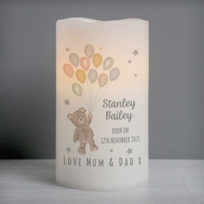 (image for) Personalised Teddy & Balloons Nightlight LED Candle