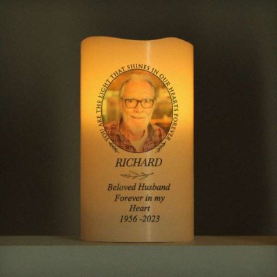 (image for) Personalised Light In Our Hearts Photo Upload LED Candle