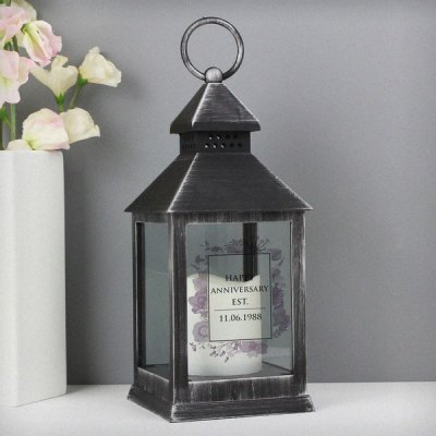 (image for) Personalised Soft Watercolour Rustic Black Lantern