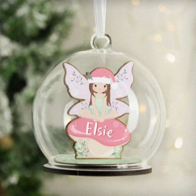 (image for) Personalised Wooden Fairy Glass Bauble