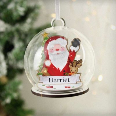 (image for) Personalised Wooden Santa Glass Bauble