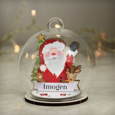 (image for) Personalised Wooden Santa Glass Bauble