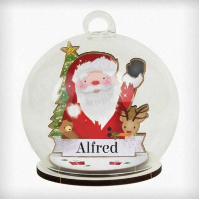 (image for) Personalised Wooden Santa Glass Bauble