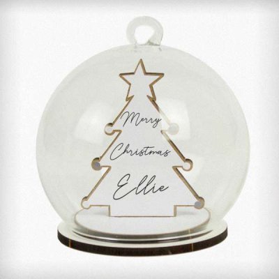 (image for) Personalised Wooden Christmas Tree Glass Bauble