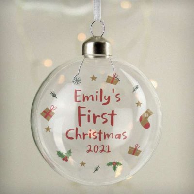 (image for) Personalised First Christmas Glass Bauble