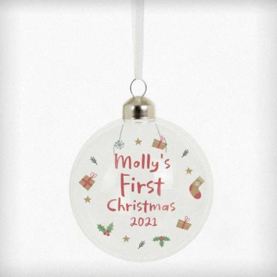 (image for) Personalised First Christmas Glass Bauble