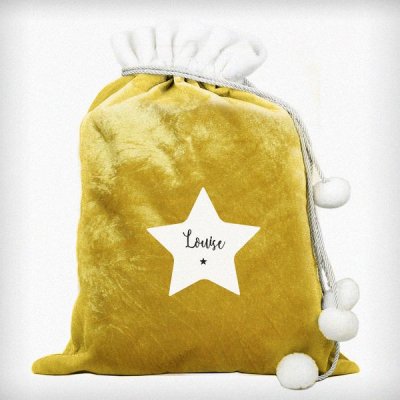 (image for) Personalised Star Luxury Pom Pom Gold Sack