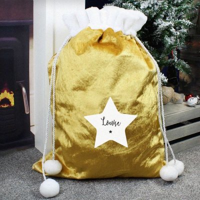 (image for) Personalised Star Luxury Pom Pom Gold Sack