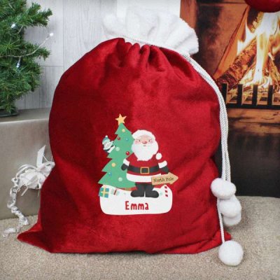 (image for) Personalised Santa Luxury Pom Pom Red Sack