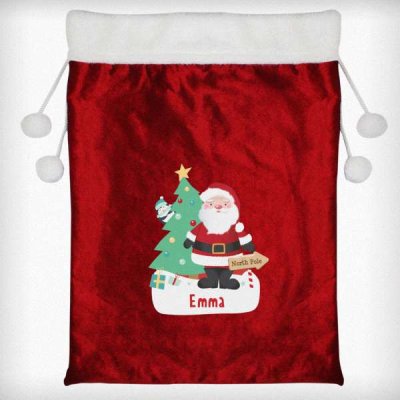 (image for) Personalised Santa Luxury Pom Pom Red Sack