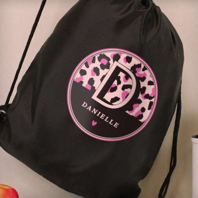 (image for) Personalised Leopard Print Black Kit Bag